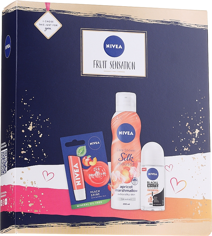 Körperpflegeset - Nivea Fruit Sensation Set (Duschmousse 200ml + Deo Roll-on 50ml + Lippenbalsam 5.5ml)