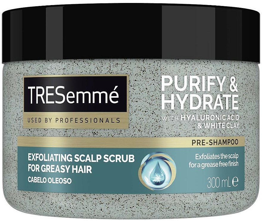 Pre-Shampoo Kopfhautpeeling für fettiges Haar mit Menthol, Hyaluronsäure und weißer Tonerde - Tresemme Purify & Hydrate Exfoliating Pre Shampoo Scrub — Bild N1