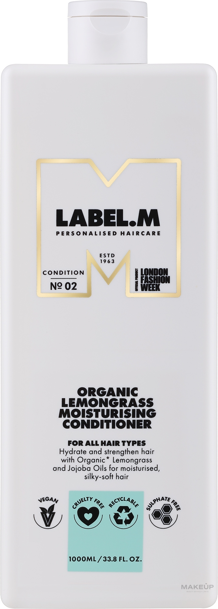 Feuchtigkeitsspendende Haarspülung - Label.m Professional Organic Lemongrass Moisturising Conditioner — Bild 1000 ml