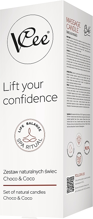 Natürliches Kerzenset - Vcee Lift Your Confidence Choco & Coco (Kerze 80g + Kerze 100ml) — Bild N1