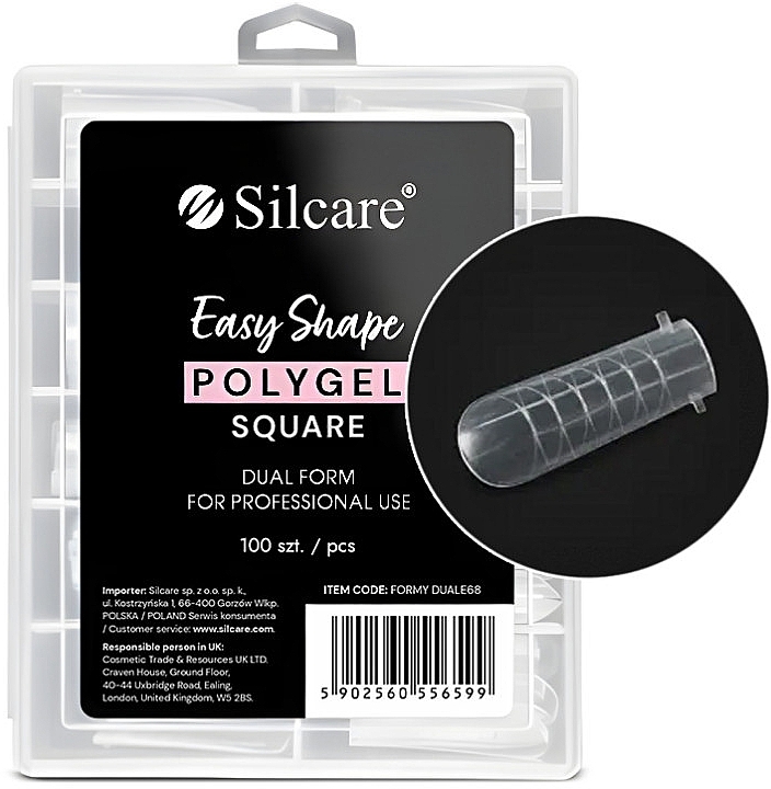 Wiederverwendbare Formen zur Nagelverlängerung Quadrat - Silcare Dual Nail Forms — Bild N1