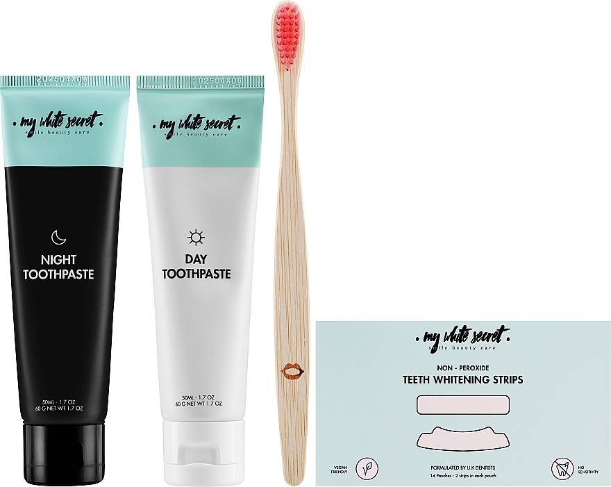 Mundpflegeset - My White Secret Smile Beauty Care (strips + toothbrush + toothpaste/2x65ml) — Bild N2