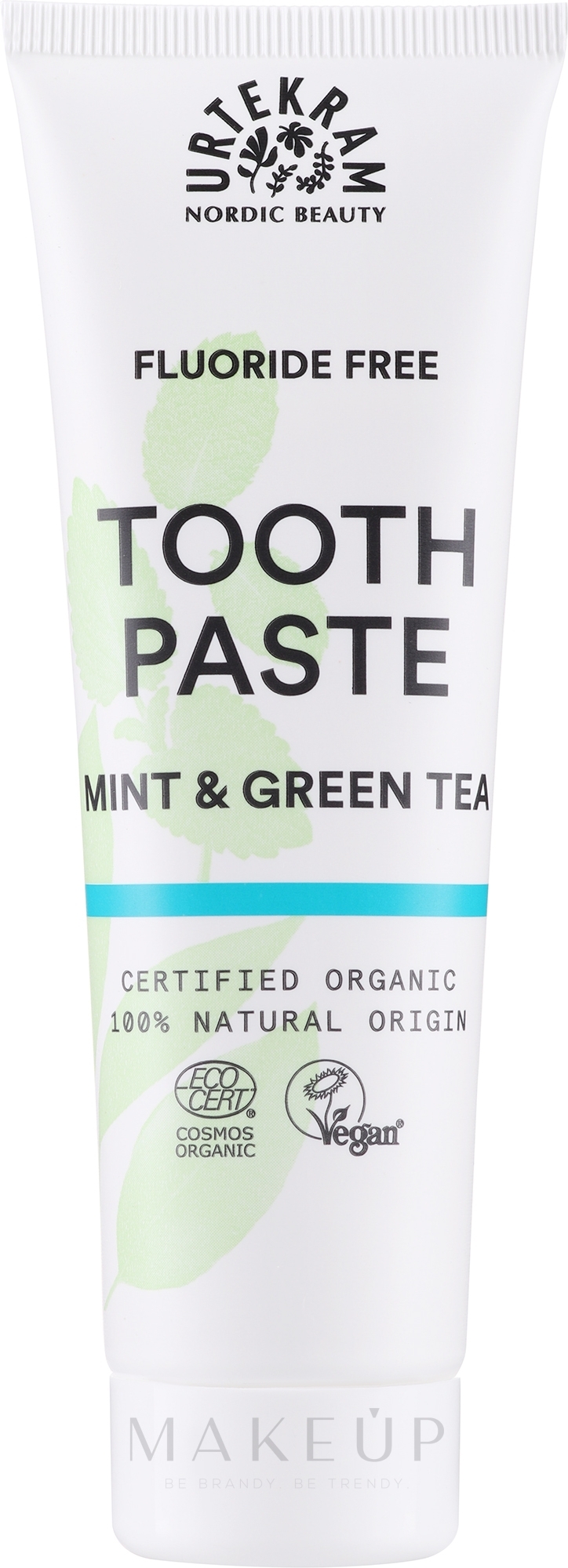 Organische Zahnpasta für gesundes Zahnfleisch und Zähne mit Minze und grünem Tee - Urtekram Cosmos Organic Mint and Green Tea Toothpaste — Foto 75 ml