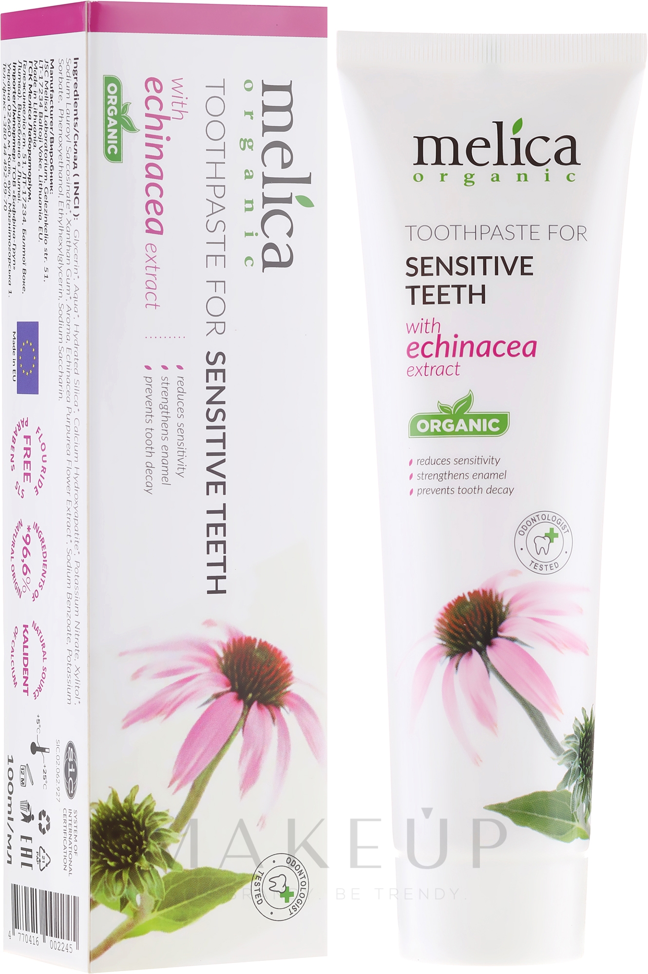Zahnpasta für empfindliche Zähne mit Echinacea-Extrakt - Melica Organic Sensitive Teeth — Bild 100 ml
