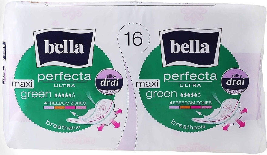 Damenbinden Perfecta Green Maxi Drai Ultra 8+8 St. - Bella