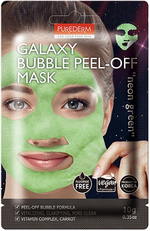 Aufhellende Maske Neon Green - Purederm Galaxy Bubble Peel-Off Mask — Bild N1