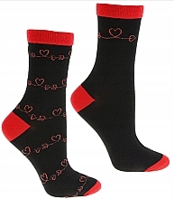 Damensocken 2 Paar Love rot-schwarz + rot-schwarz mit Herzen - Moraj — Bild N1