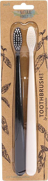 Zahnbürste mit biologisch abbaubarem Griff 2 St. - The Natural Family Co Bio Brush Pirate Black & Ivory Desert  — Bild N1
