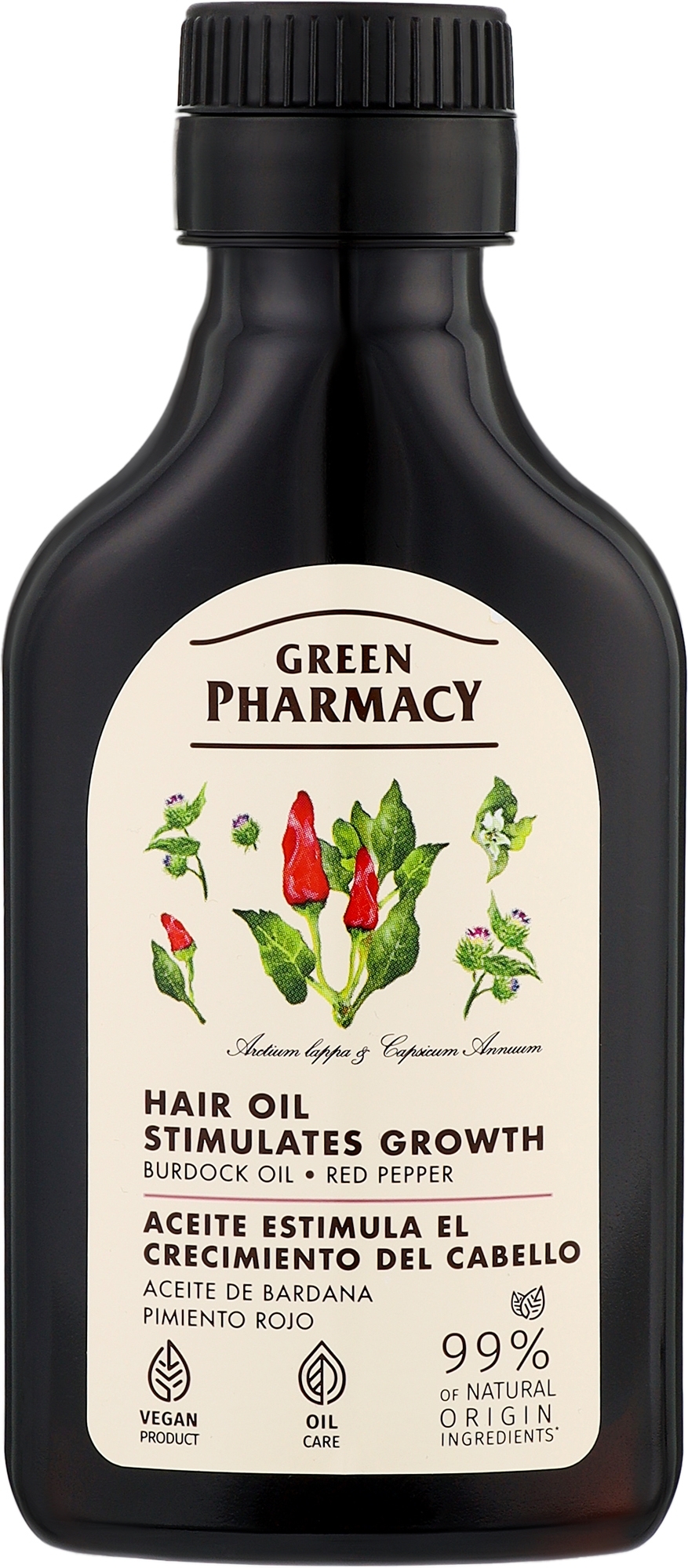 Klettenöl mit rotem Pfeffer zum Haarwachstum - Green Pharmacy — Bild 100 ml