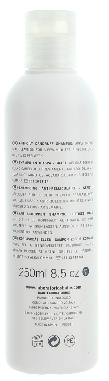 Anti-Schuppen Shampoo für fettige Kopfhaut - Babe Laboratorios Anti-Oily Dandruff Shampoo — Bild N2