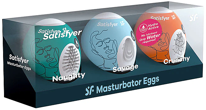 Set - Satisfyer Masturbator Egg 3er set Naughty, Savage, Crunchy — Bild N1