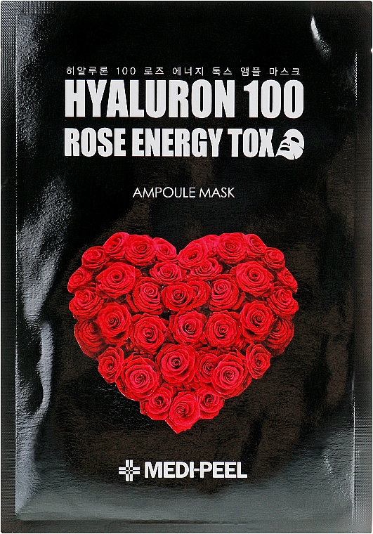 Entgiftende Tuchmaske für das Gesicht mit Rosenextrakt - Medi Peel Hyaluron 100 Rose Energy Tox — Bild N1