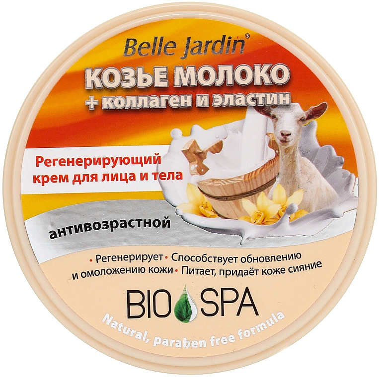Regenerierende Anti-Aging Creme für Gesicht und Körper mit Ziegenmilch, Kollagen und Elastin - Belle Jardin Spa naturelle Face Cream