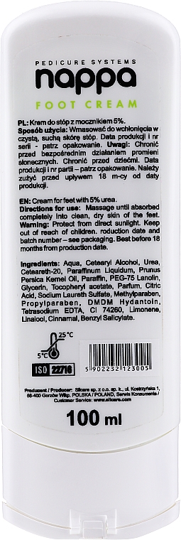 Feuchtigkeitsspendende und regenerierende Fußcreme mit 5% Harnstoff - Silcare Nappa Cream Urea 5% — Foto N2