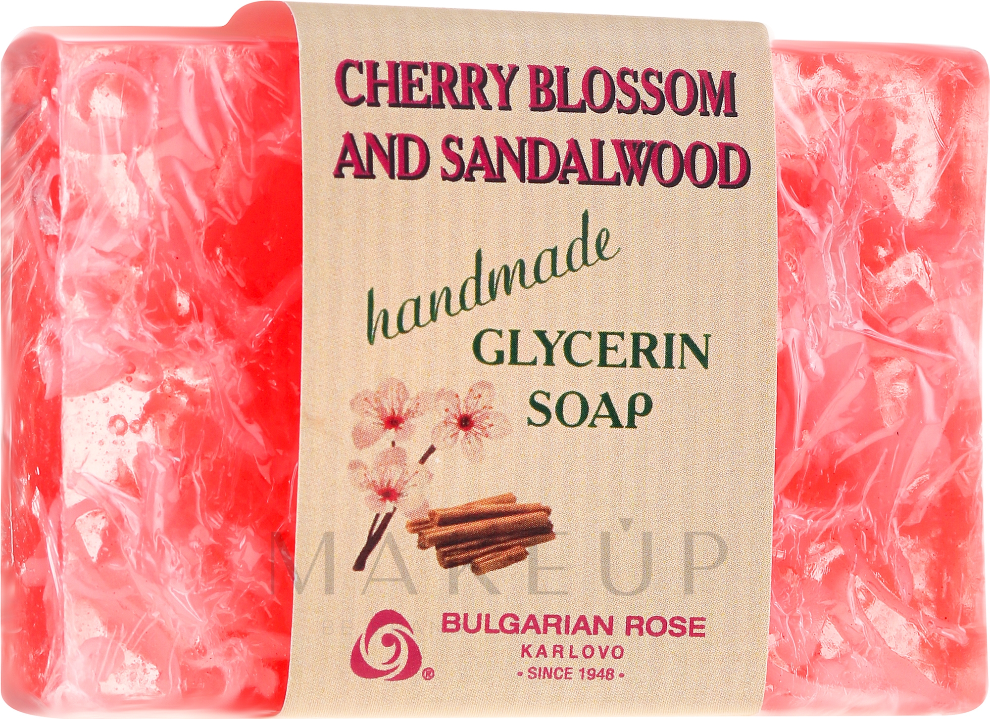Glycerinseife Kirschblüte und Sandelholz - Bulgarian Rose Green Cherry Blossom & Sandalwood Soap — Bild 70 g