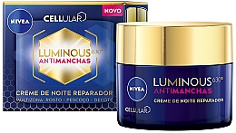 Düfte, Parfümerie und Kosmetik Revitalisierende Nachtcreme gegen Altersflecken - Nivea Cellular Luminous 630 Anti-Stain Repairing Night Cream