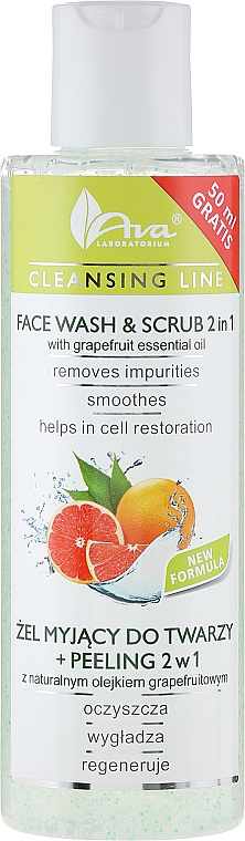 2in1 Gesichtswaschgel & Peeling mit ätherischem Grapefruitöl - Ava Laboratorium Cleansing Line Face Wash & Scrub 2 In 1 With Grapefruit Essential Oil — Bild N1
