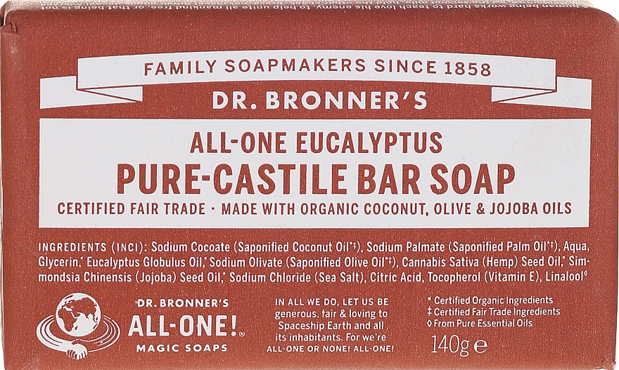 Seife mit Eukalyptus und Bio-Ölen - Dr. Bronner’s Pure Castile Bar Soap Eucalyptus — Bild N1