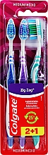 Düfte, Parfümerie und Kosmetik Zahnbürste Zig Zag mittel violett, blau, grün 3 St. - Colgate Medium Toothbrush