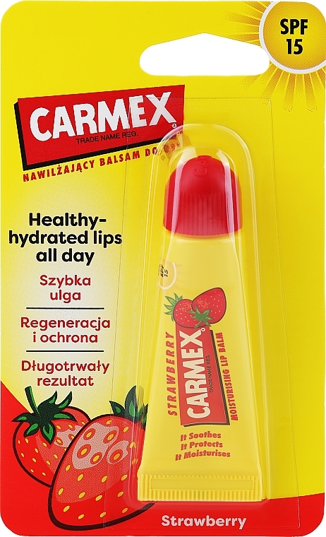 Feuchtigkeitsspendender Lippenbalsam für trockene und rissige Lippen mit Erdbeergeschmack SPF 15 - Carmex Lip Balm — Bild N4