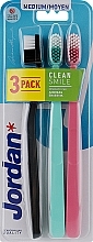 Zahnbürste mittel rosa, türkis, schwarz 3 St. - Jordan Clean Smile Medium — Bild N1
