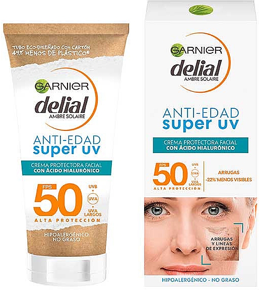 Sonnenschutzcreme für das Gesicht - Garnier Delial Anti Aging Super UV Facial Protective Cream Spf50 — Bild N1