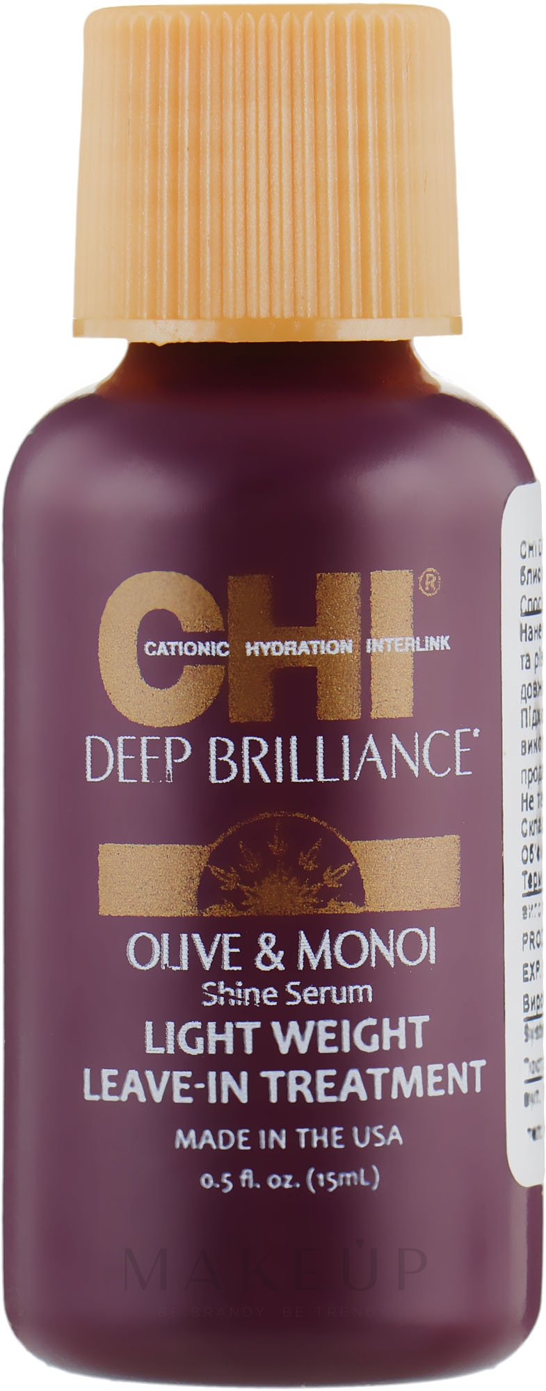 Regenerierendes leichtes Haarserum mit Oliven- und Monoi-Öl ohne Ausspülen - CHI Deep Brilliance Shine Serum Lightweight Leave-In Treatment — Foto 15 ml