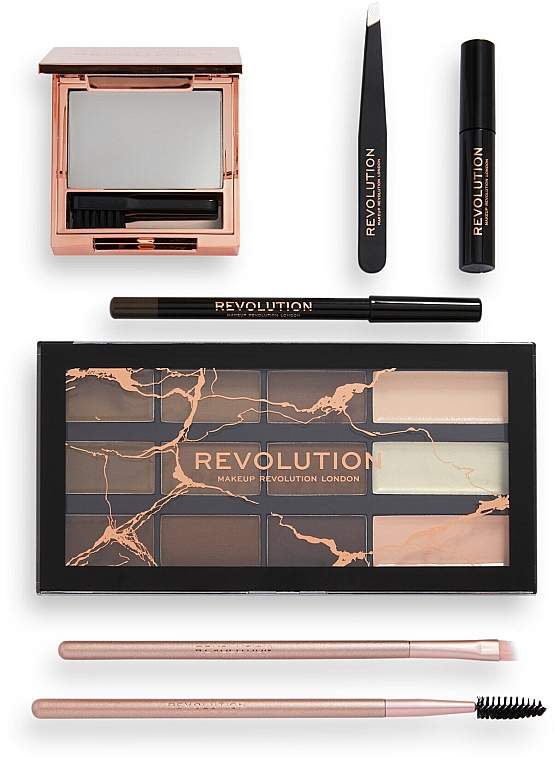 Geschenkset zum Schminken 8 St. - Makeup Revolution Brow Shaping Kit With Bag Gift Set — Bild N3