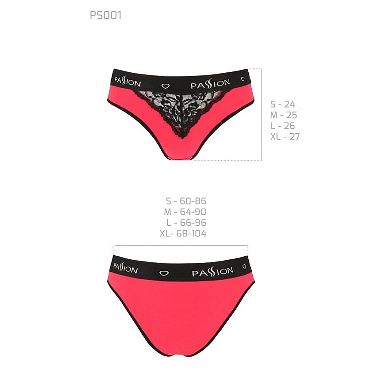 Höschen mit breitem Gummiband und Spitze PANTIES PS001 red/black - Passion — Bild N3