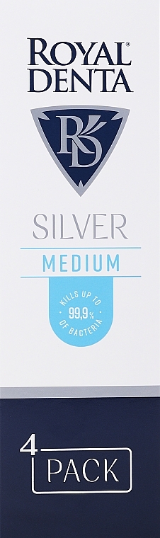 Zahnbürsten-Set mittel mit Silber-Nanopartikeln - Royal Denta Silver Medium (Zahnbürste 4 St.)  — Bild N1