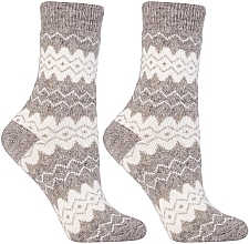 Warme Wollsocken, CSW800-003, braun-beige mit Verzierungen - Moraj — Bild N2