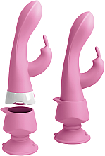 Hase-Vibrator mit abnehmbarem Saugnapf und magnetischer Fernbedienung pink - PipeDream Threesome Wall Banger Rabbit Pink — Bild N2