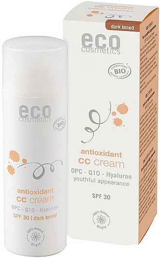 Antioxidative CC Gesichtscreme mit Hyaluronsäure und Q10 SPF 30 - Eco Cosmetics Tinted CC Cream SPF30 — Bild N1