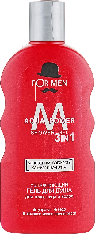 3in1 Feuchtigkeitsspendendes Duschgel mit Guaraná und Zeder - For Men Aqua Power Shower Gel — Bild N2