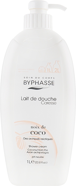 Feuchtigkeitsspendende Duschcreme mit Kokosnussextrakt - Byphasse Caresse Shower Cream Coconut — Bild N2