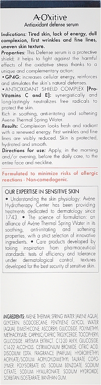 Aufhellendes und antioxidatives Gesichtsserum - Avene A-Oxitive Antioxidant Defense Serum Sensitive Skins — Bild N3