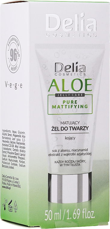 Mattierendes Gesichtsgel mit Aloesaft und Niacinamid - Delia Cosmetics Aloe Jelly Care Pure Mattifying — Bild N2