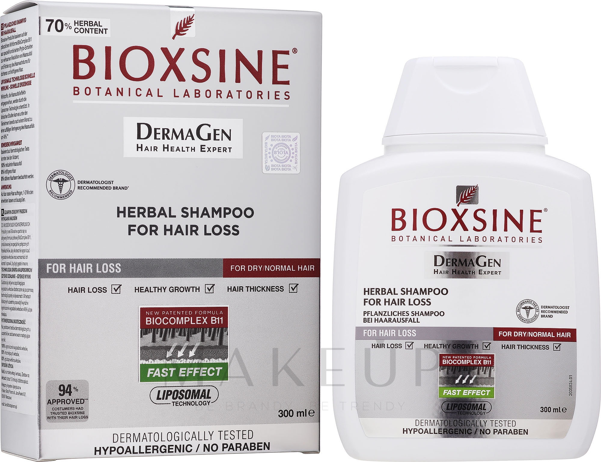 Pflanzliches Shampoo gegen Haarausfall für normales und trockenes Haar - Biota Bioxsine Shampoo — Bild 300 ml