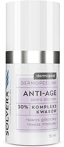 Peeling für das Gesicht mit Glykol- und Milchsäure 30% - Solverx Dermopeel Peeling Anti-Age — Bild N1