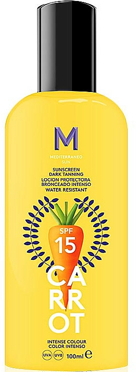 Körper-Sonnenschutz mit flüssiger Textur für intensive Bräune SPF 15 - Mediterraneo Sun Carrot Sunscreen Dark Tanning SPF15 — Bild N1