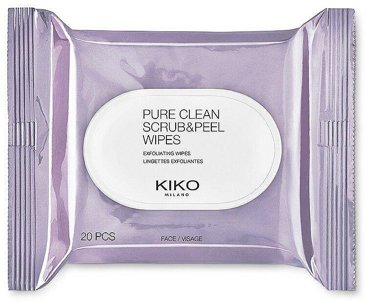 2in1 Exfolierende und beruhigende Gesichtstücher mit Alpha-Hydroxysäuren und Panthenol - Kiko Milano Pure Clean Scrub & Peel Wipes — Bild N1