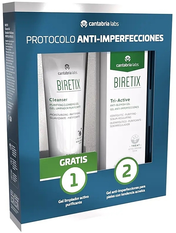 Nagellack-Set - Cantabria Labs Biretix Anti-Imperfecciones (cleans/gel/75ml + f/gel/50ml) — Bild N1