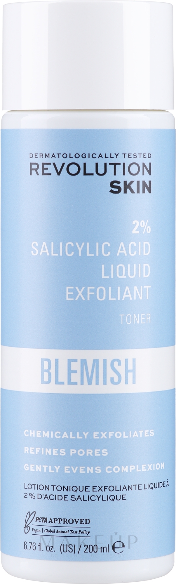 Toner mit Salicylsäure für das Gesicht 2% - Revolution Skincare 2% Salicylic Acid BHA Anti Blemish Liquid Exfoliant Toner — Bild 200 ml