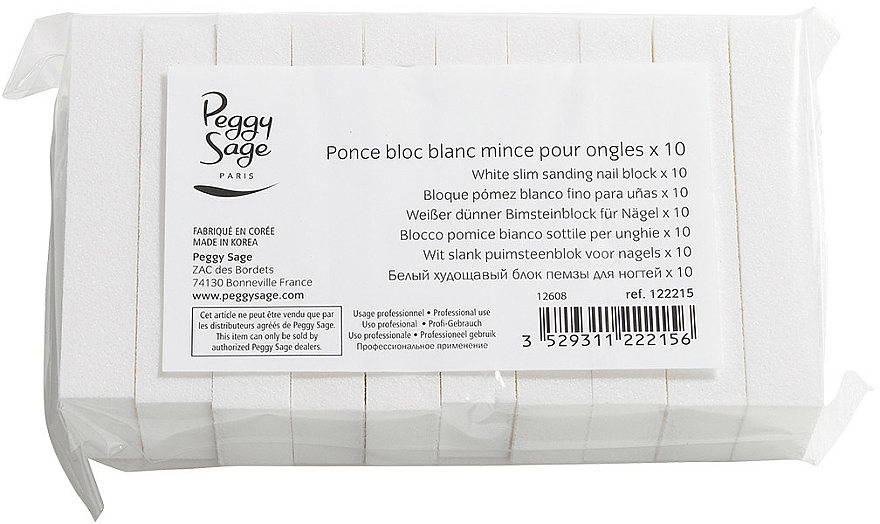 Weißer dünner Bimsteinblock für Nägel, 10 St. - Peggy Sage Slim Sanding Block for Nails — Bild N1