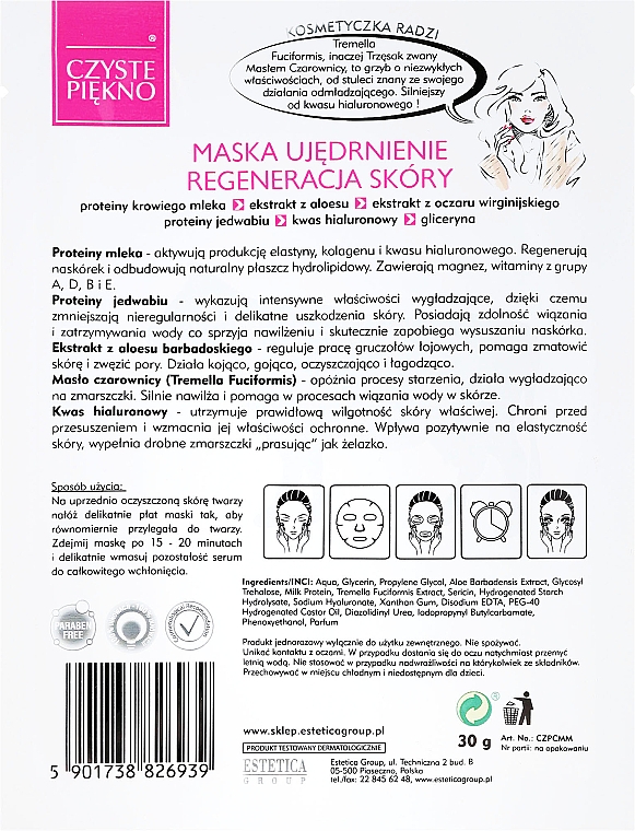 Regenerierende Gesichtsmaske mit Milcheiweiß - Czyste Piekno Face Mask — Bild N2