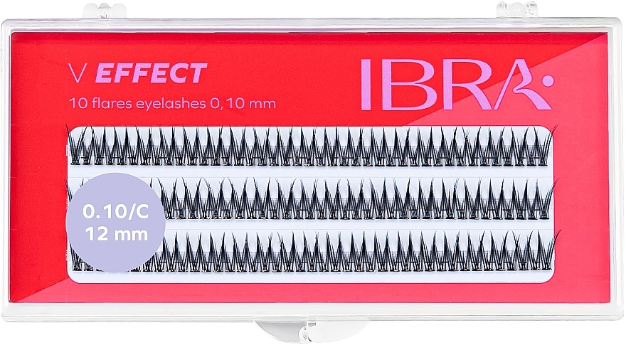 Wimpernbüschel mit V-Effekt 0.10/C/12 mm - Ibra 10 Flares Eyelash — Bild N1