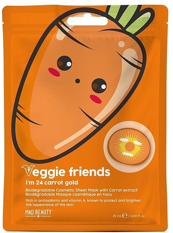 Tuchmaske für das Gesicht mit Karottenextrakt - Mad Beauty Veggie Friends I'm 24 Carrot Gold — Bild N1