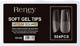 Falsche Nagelspitzen Acryl transparent 504 St. - Reney Cosmetics Soft Gel Tips Medium Square RX-180 — Bild N1