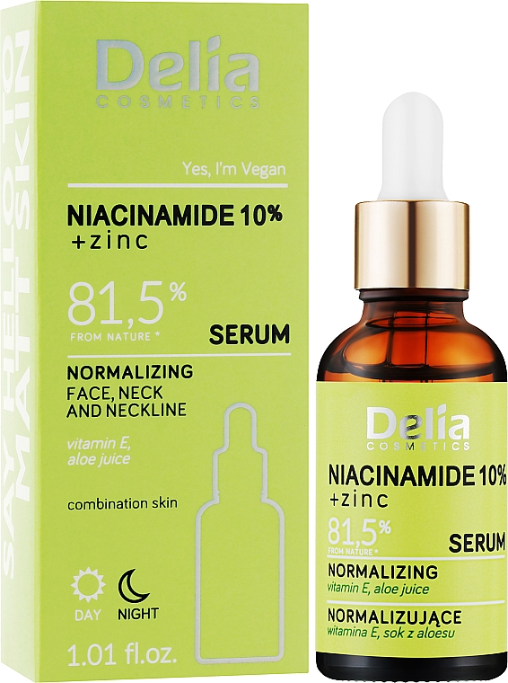 Normalisierendes Serum für Gesicht, Hals und Dekolleté mit Niacinamid und Zink - Delia Niacynamid + Zinc Serum — Bild N2