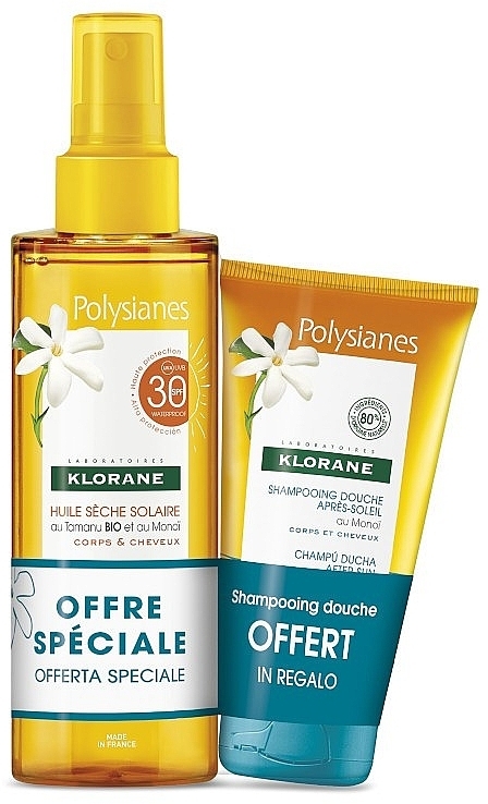 Abschminkpad-Set - Klorane Polysianes Kit (dry/oil/200ml + shmp/75ml) — Bild N1